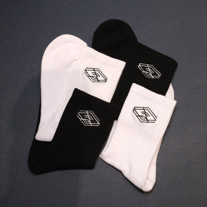 黑－刺繡毛巾底襪